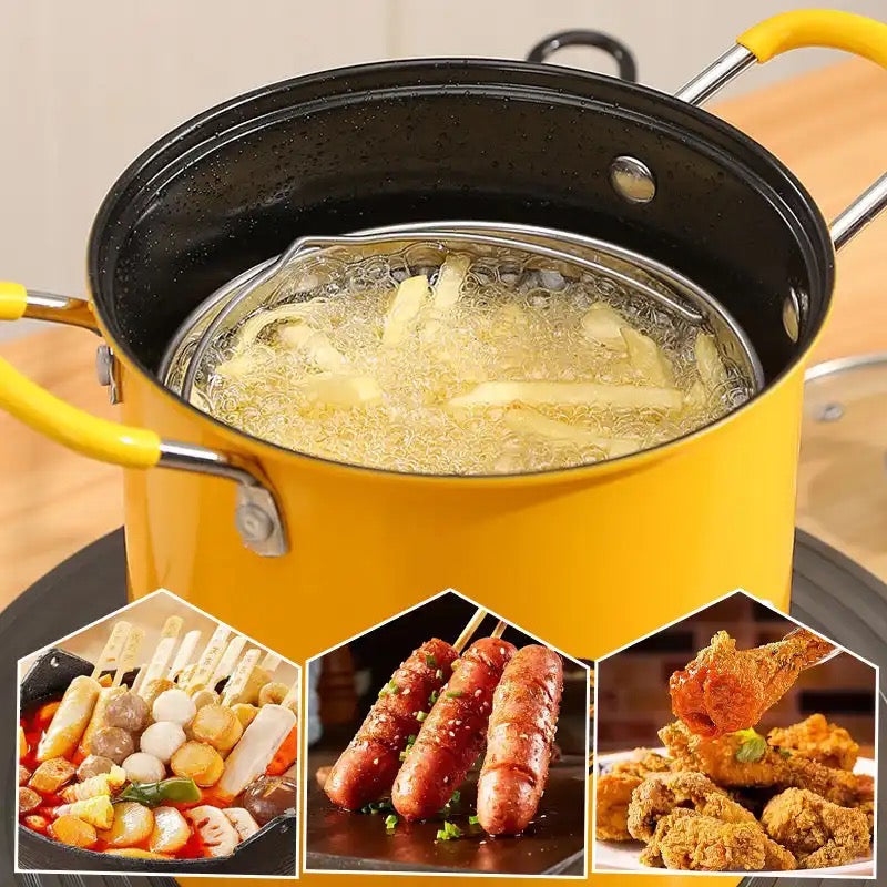 Mini Deep Frying Strainer Pot, Multifunctional Household Deep Frying Pan, Non Stick Mini Small Oil Frying Pot Mini Deep Frying Strainer Pot, Multifunctional Household Deep Frying Pan, Non Stick Mini Small Oil Frying Pot